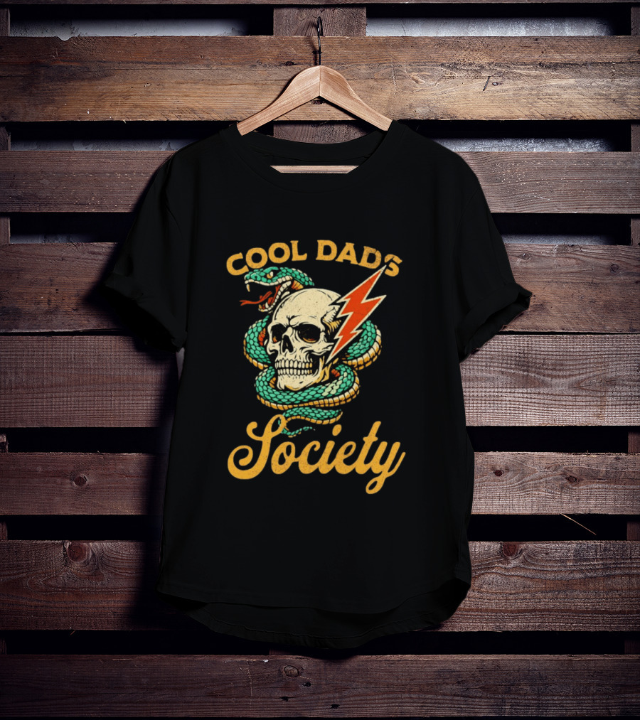 Cool Dads Society Skull Snake Lightning Bolt T-Shirt