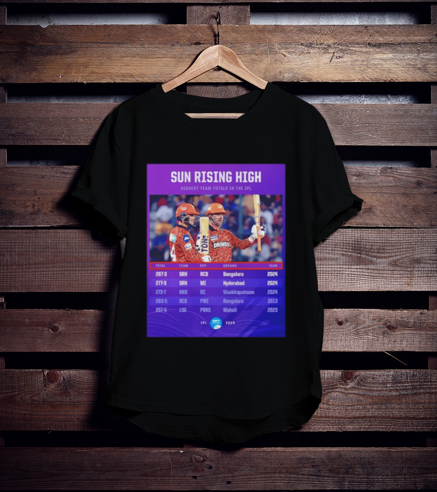 Sun Rising High SRH Highest Team Totals IPL 2024 Bengaluru Hyderabad Visakhapatnam Mohali T-Shirt