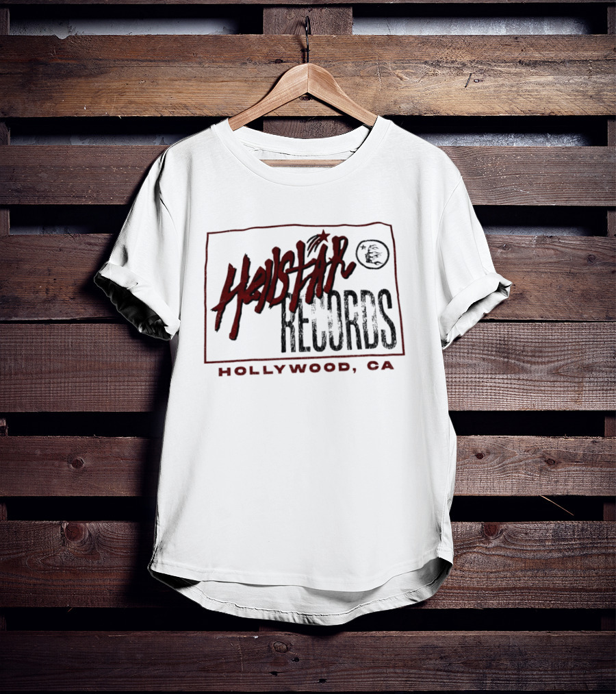 Hellstar Records Hollywood CA Music Icon With Red Star And Globe T-Shirt