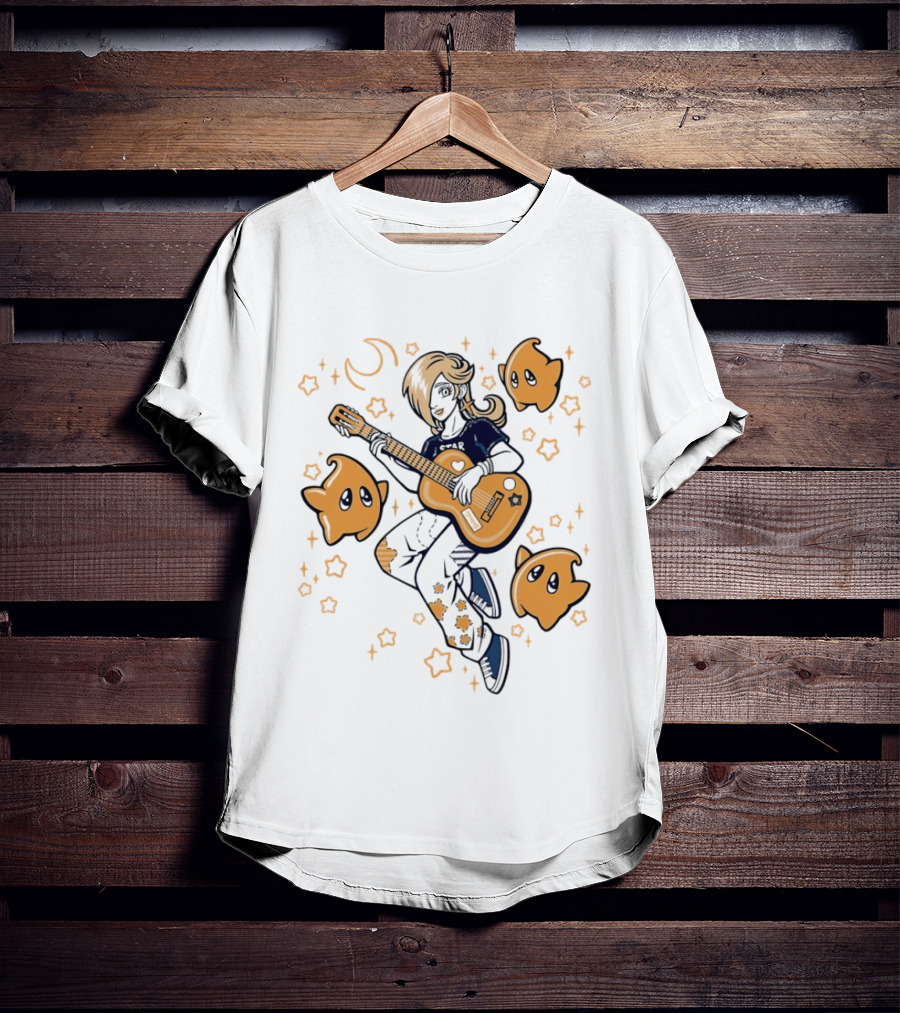 Rosalina And Lumalee Acoustic Remix Guitar Stars And Moons T-Shirt