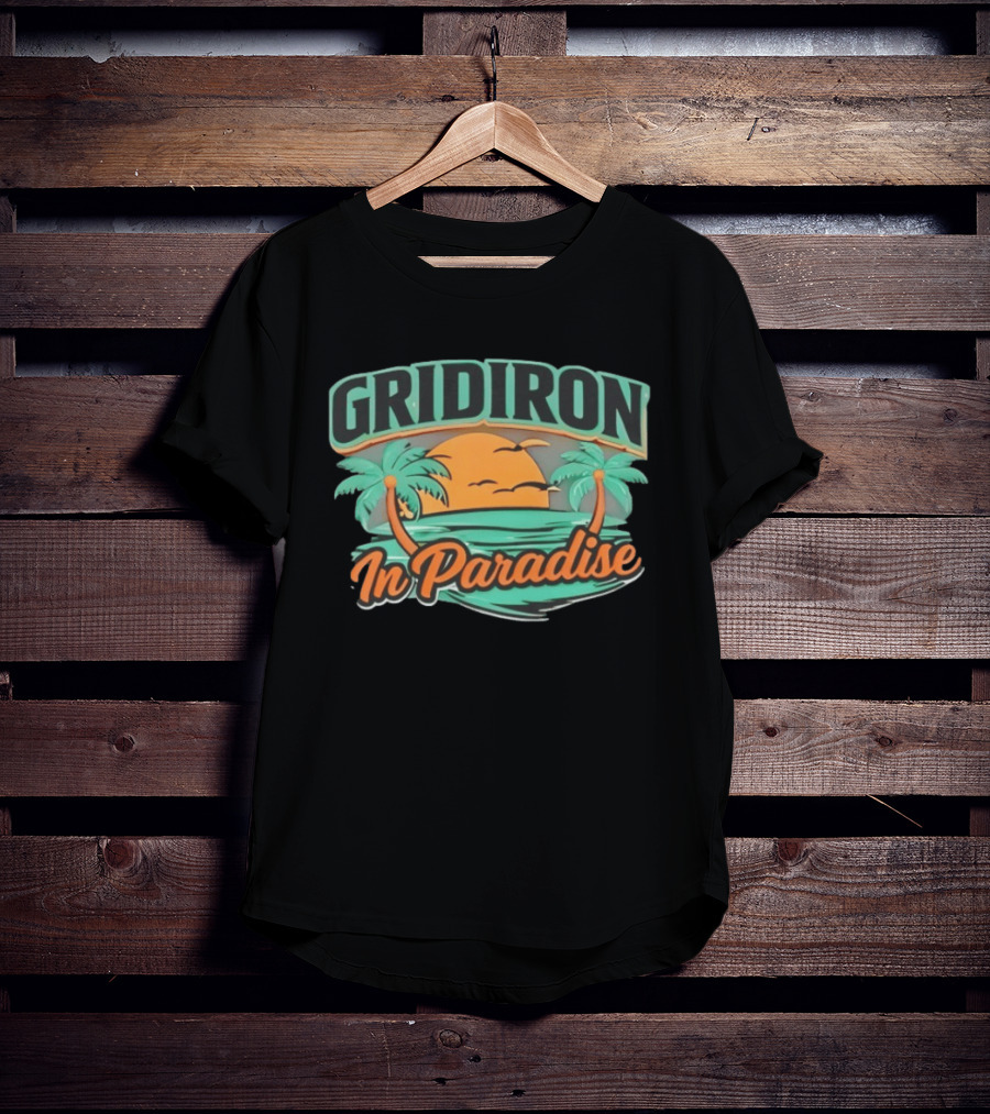 Gridiron In Paradise Tropical Sunset Palm Trees T-Shirt