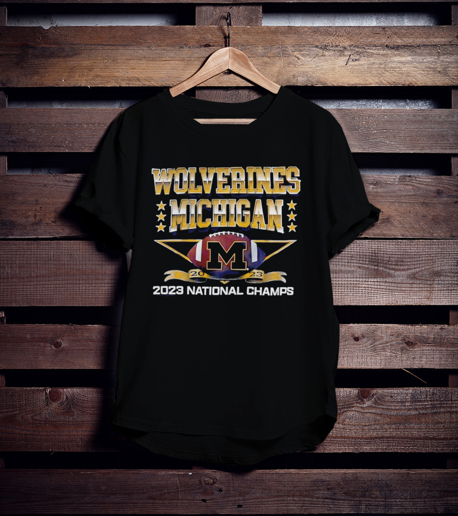 Michigan Wolverines 2023 National Champs Football M T-Shirt