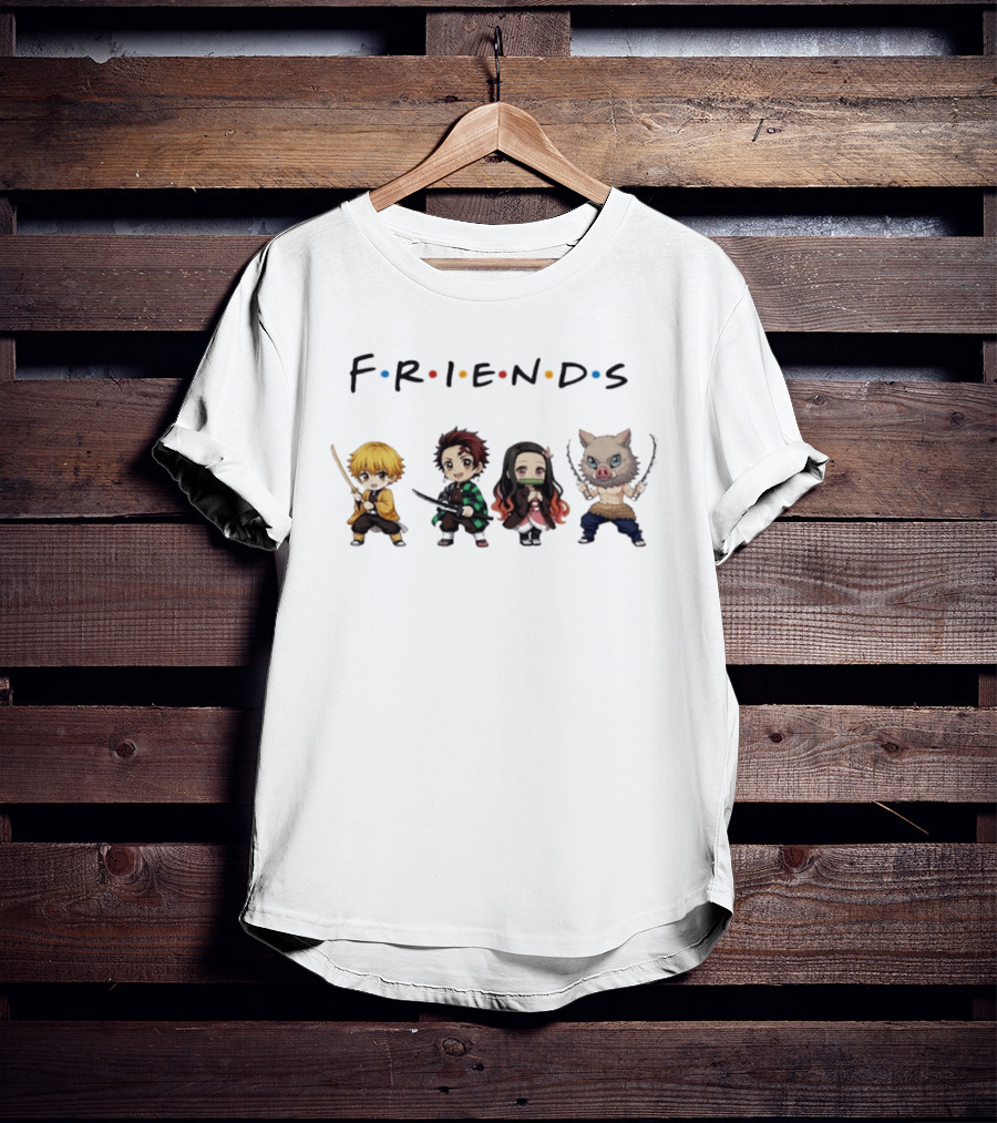 Demon Slayer Chibi Friends Characters Anime Series Characters T-Shirt