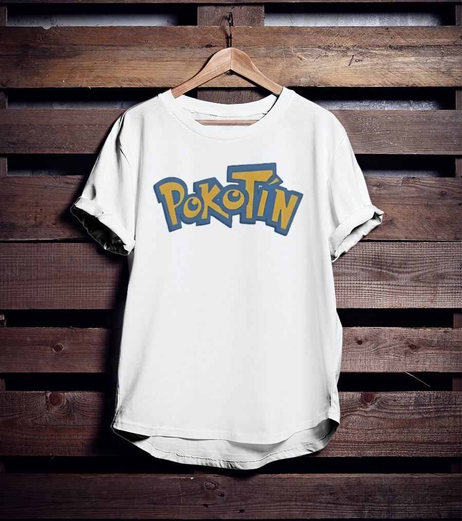 Pokotin Font Style Text In Yellow And Blue T-Shirt