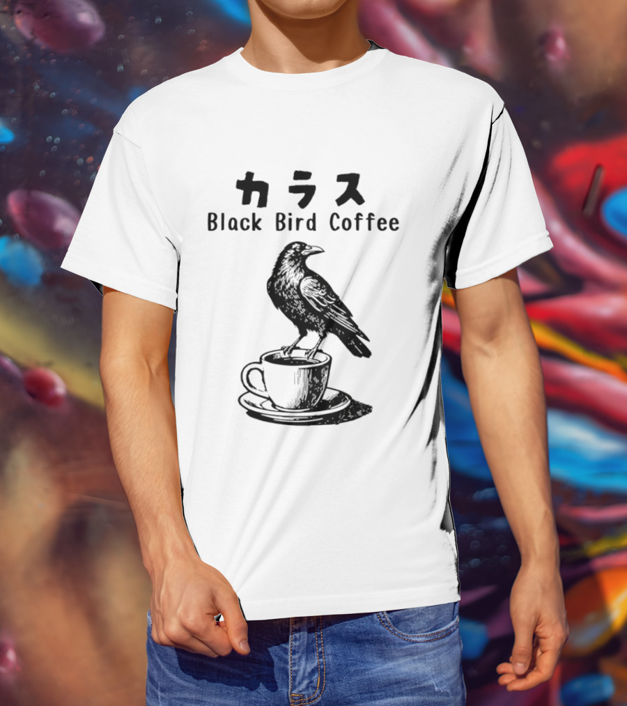 Black Bird Coffee Raven Blackbird Coffee Break Meme T-Shirt
