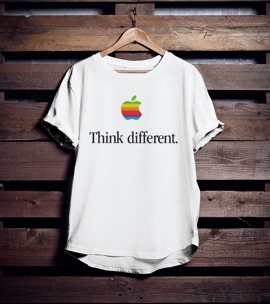 Think Different Apple Rainbow Logo Retro Tech T-Shirt