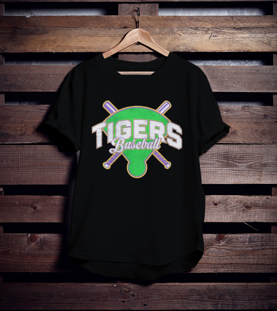 Tigers Baseball LSU Field Crossed Bats T-Shirt