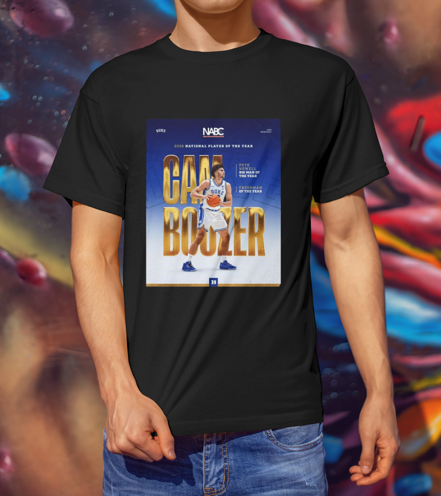 Duke Basketball Cameron Boozer 2026 National Player Pete Newell Big Man Freshman Of The Year T-Shirt