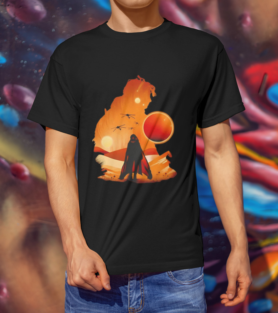 Dune The Final Sand Battle Epic Desert Scene With Hero And Sun T-Shirt