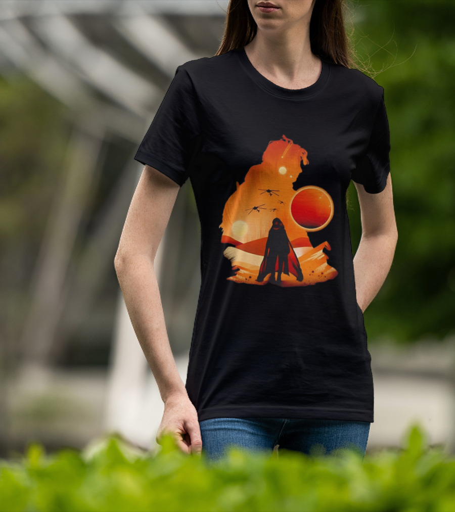 Dune The Final Sand Battle Epic Desert Scene With Hero And Sun T-Shirt