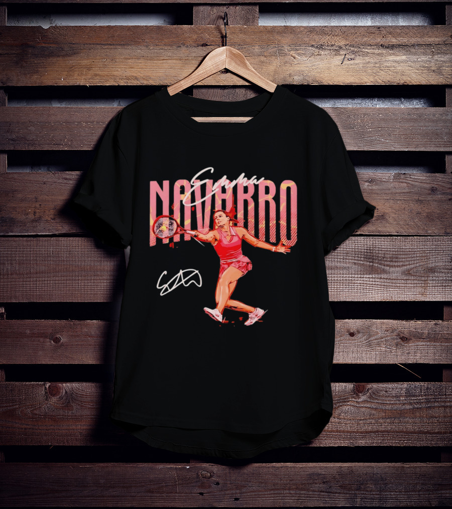 Emma Navarro Tennis Action Illustration With Signature T-Shirt