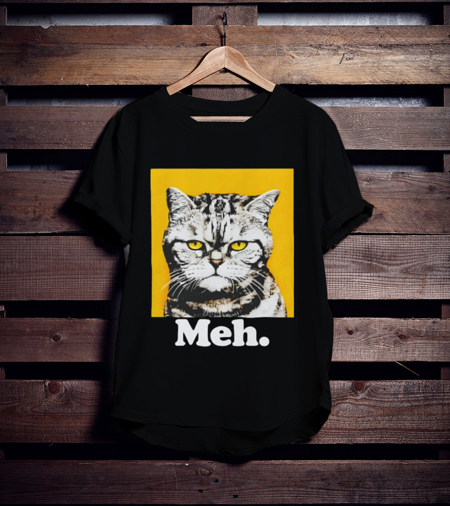 Meh Angry Cat With Yellow Eyes T-Shirt