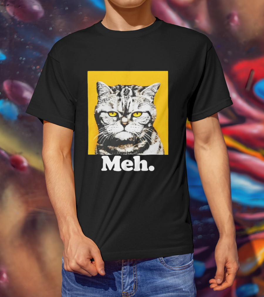 Meh Angry Cat With Yellow Eyes T-Shirt