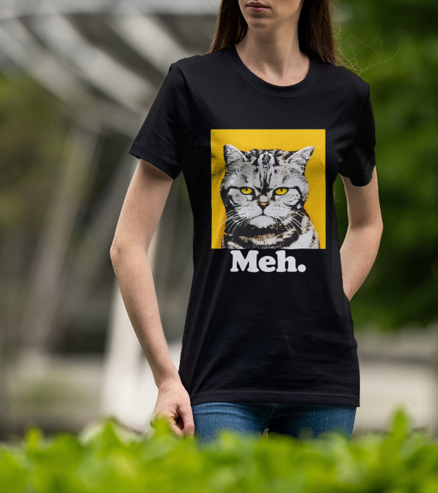Meh Angry Cat With Yellow Eyes T-Shirt