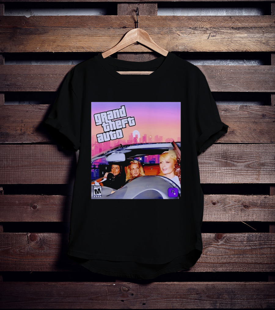Grand Theft Auto Cover Paris And Britney Driving T-Shirt