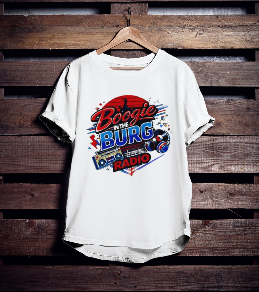 Boogie In The Burg Radio Music Headphones Boombox Dance T-Shirt