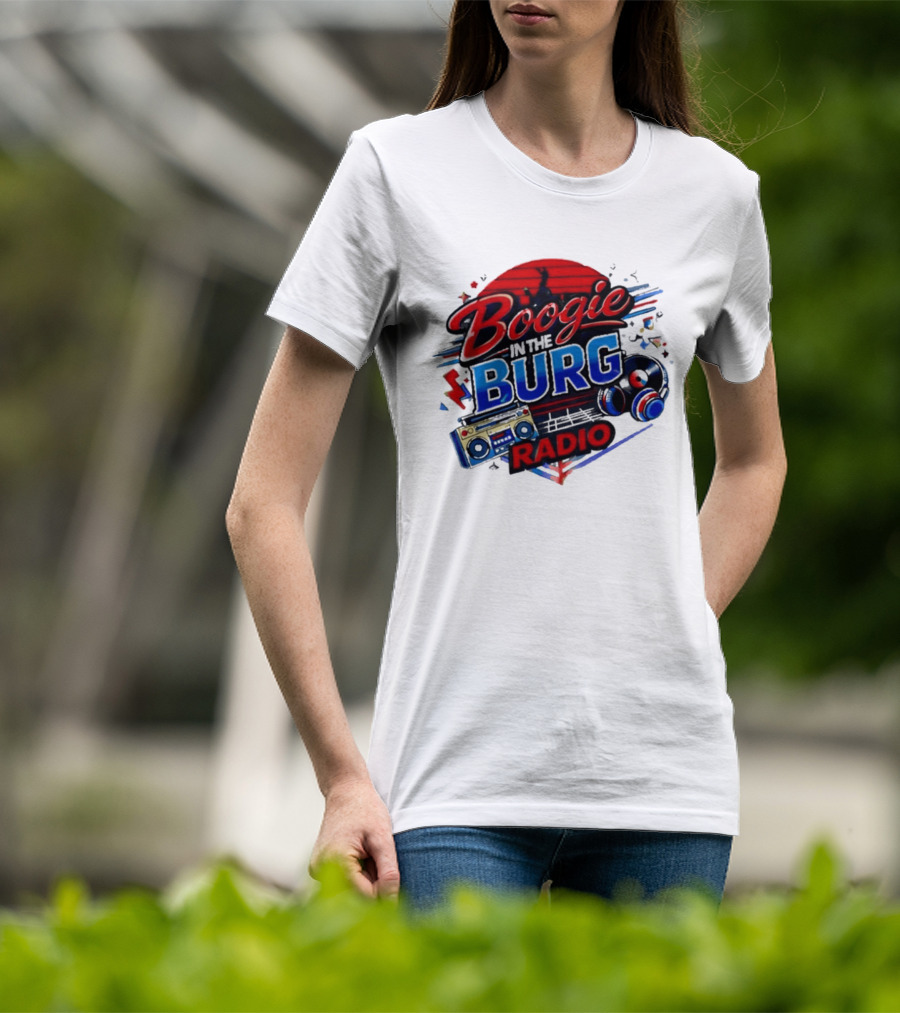Boogie In The Burg Radio Music Headphones Boombox Dance T-Shirt
