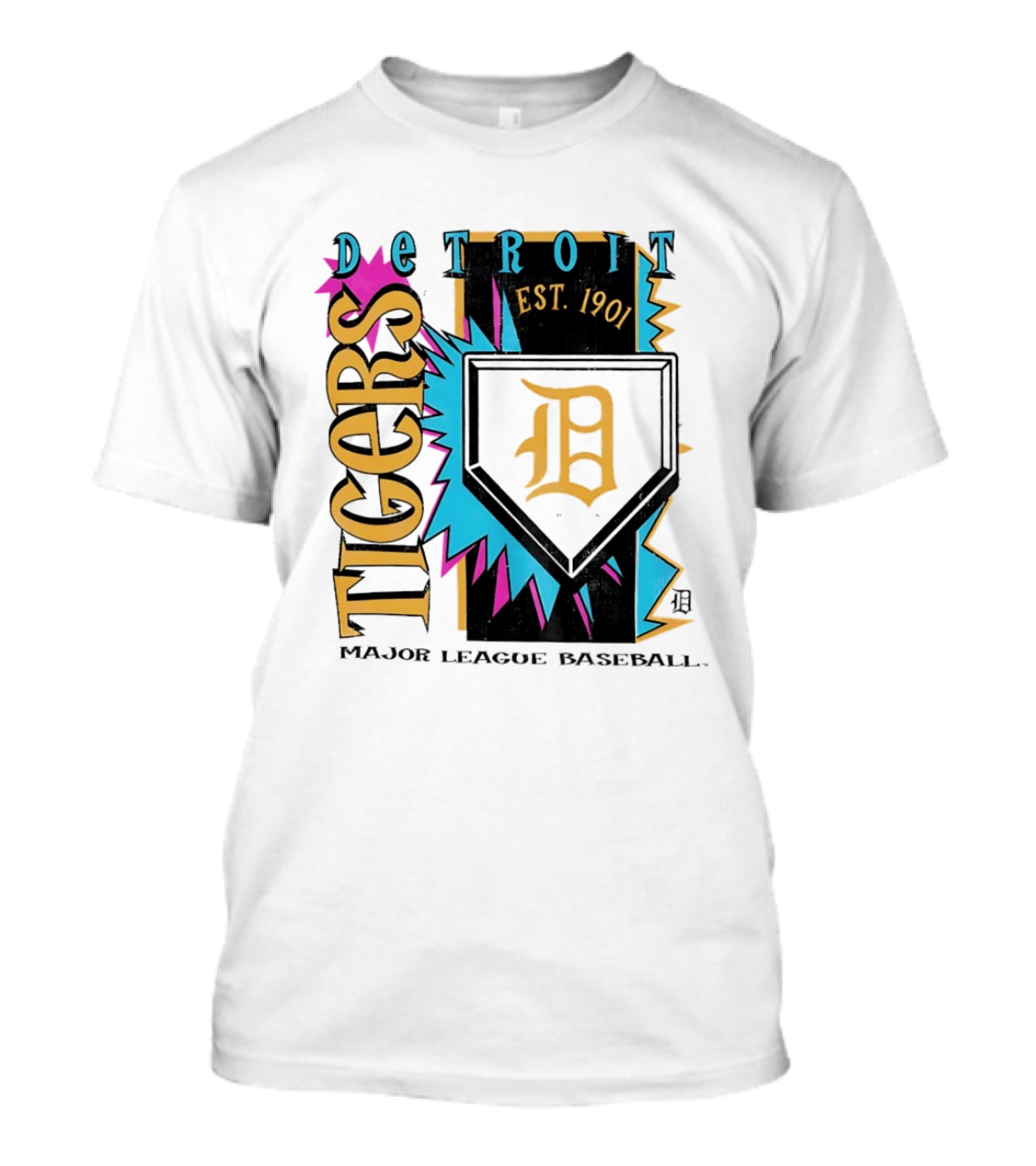 Detroit Tigers Major League Baseball Neon Cooperstown Est 1901 T-Shirt