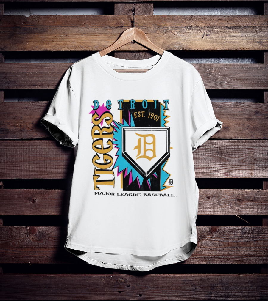 Detroit Tigers Major League Baseball Neon Cooperstown Est 1901 T-Shirt