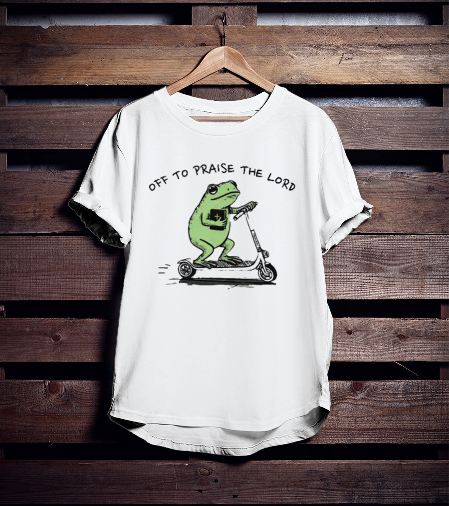 Off To Praise The Lord Frog Bible Study Scooter T-Shirt