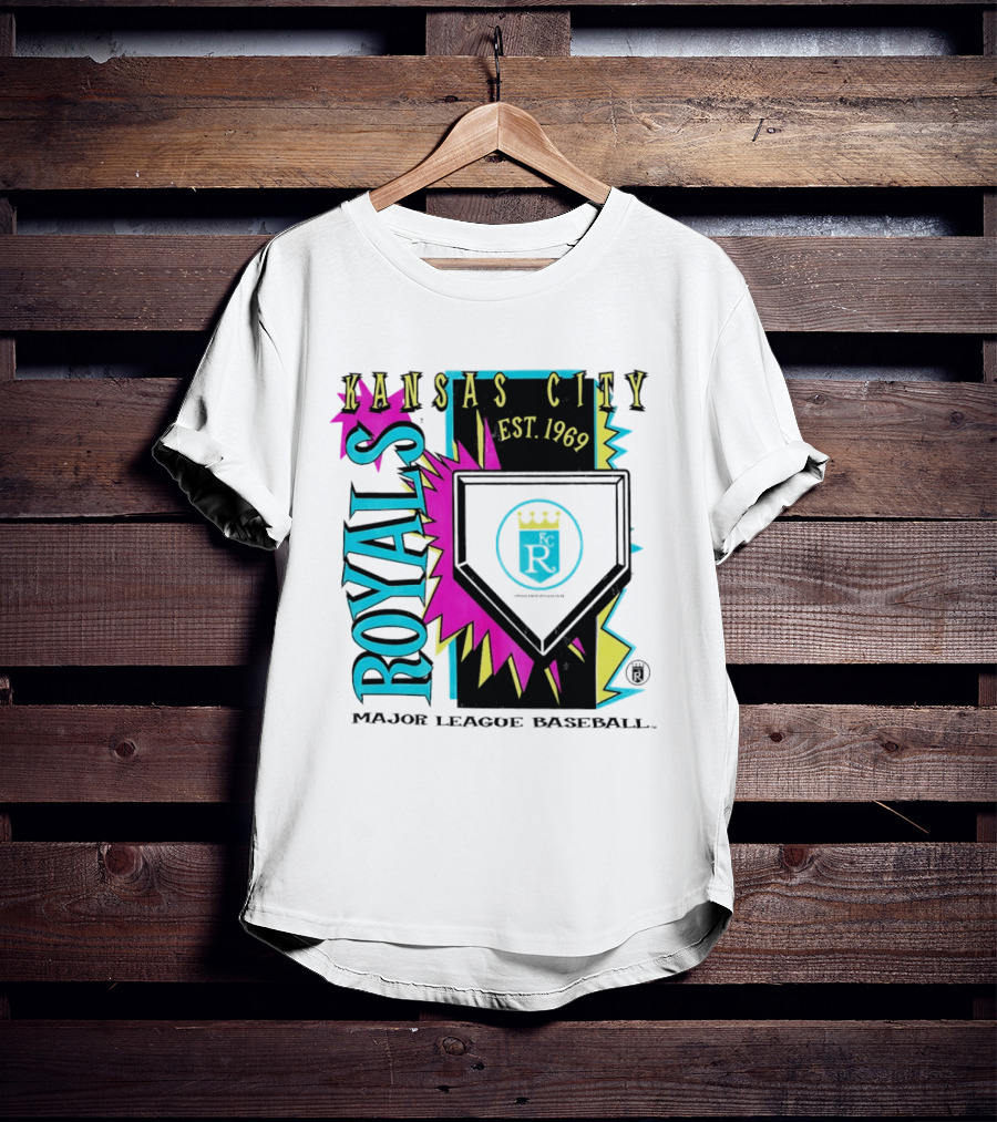 Kansas City Royals MLB Cooperstown Neon Field Shock Est 1969 Major League Baseball T-Shirt