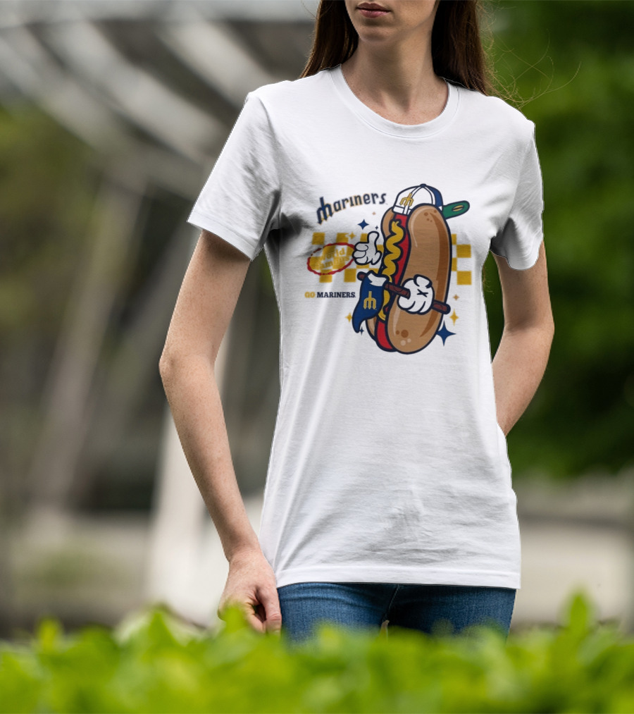 Mariners World Famous Hot Dog Mascot With Baseball T-Shirt