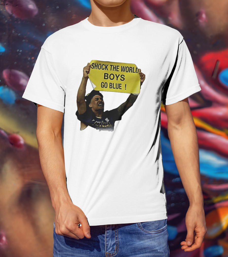Shock The World Boys Go Blue Michigan Wolverines Basketball 2026 T-Shirt