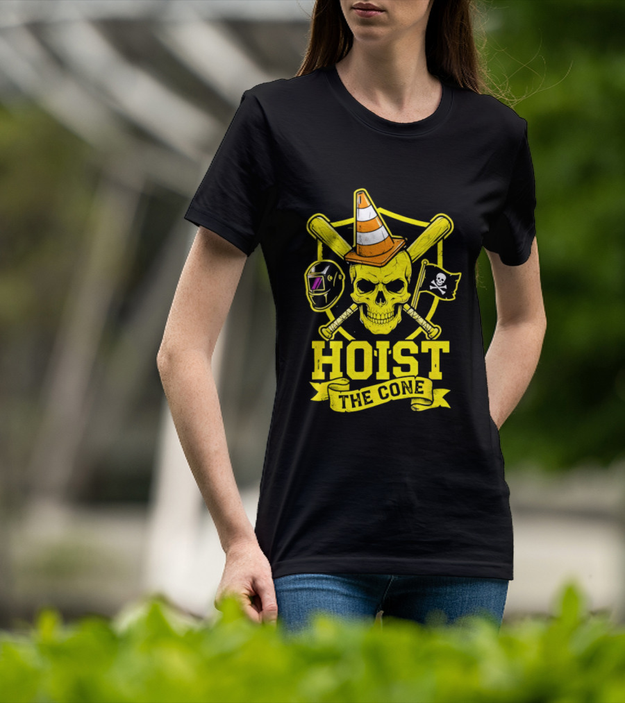 Hoist The Cone Pirate Skull Traffic Cone Baseball Crossbones T-Shirt