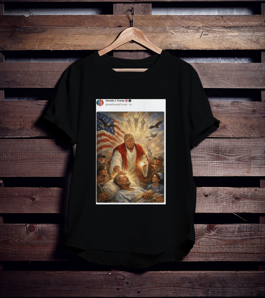 Pope Leo XIV President Trump Jesus Christ 2026 American Flag Healing T-Shirt