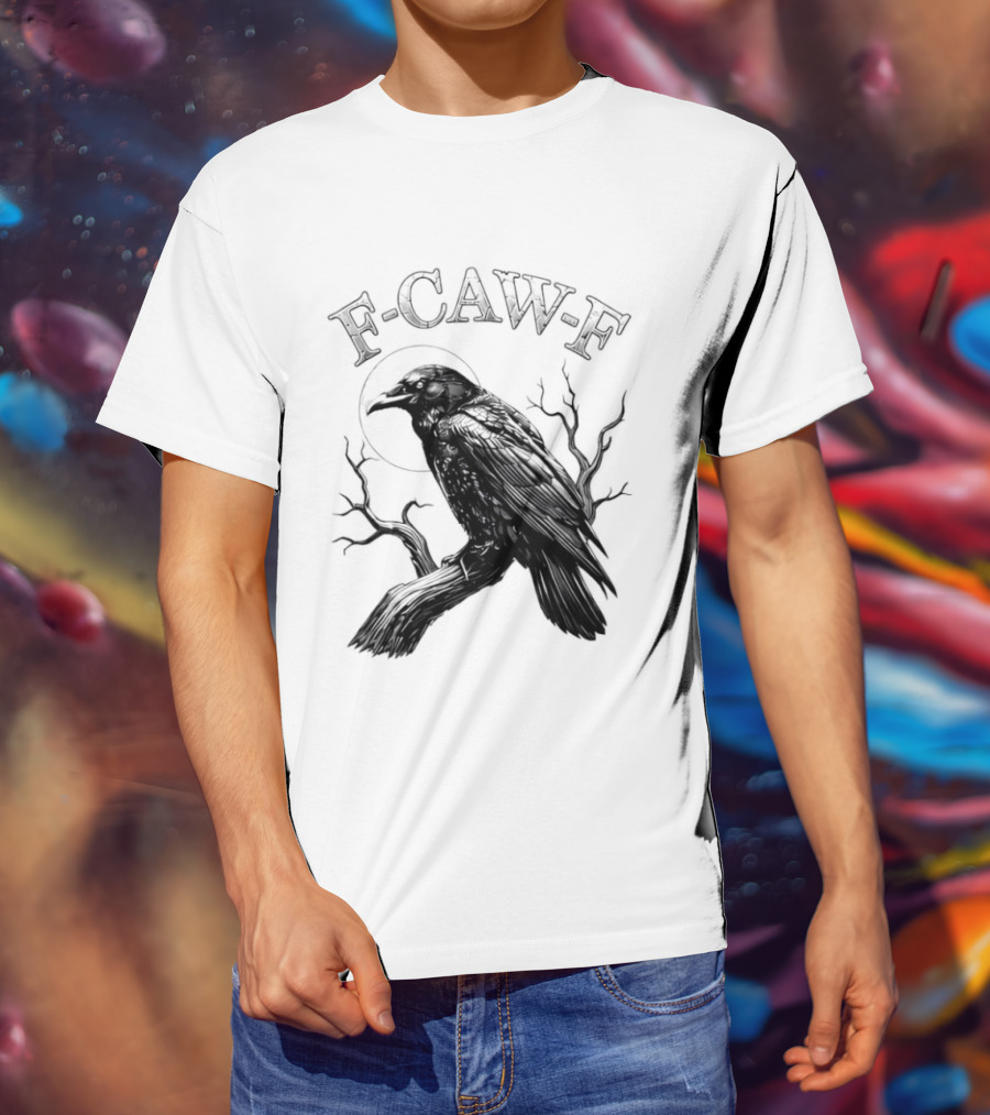 F Caw F Black Bird Moon Gothic Crow Humor T-Shirt