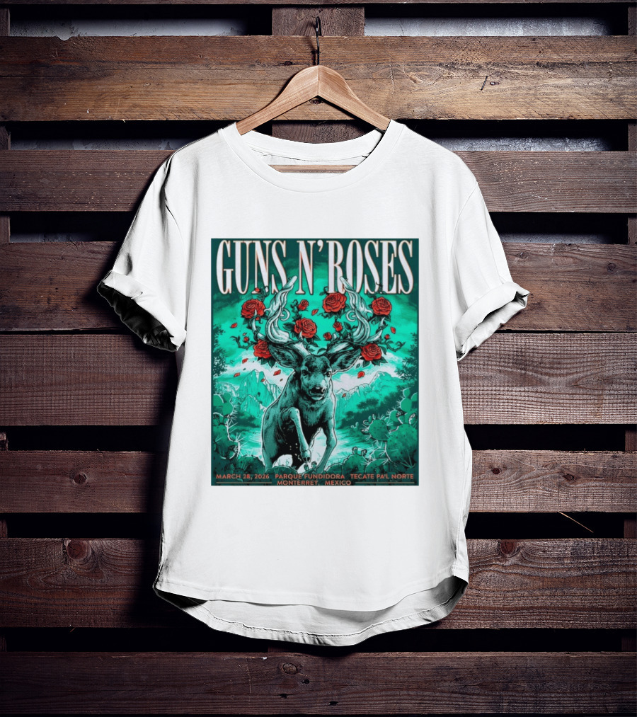 Guns N' Roses Monterrey March 28 2026 Tecate Pa'l Norte Parque Fundidora T-Shirt