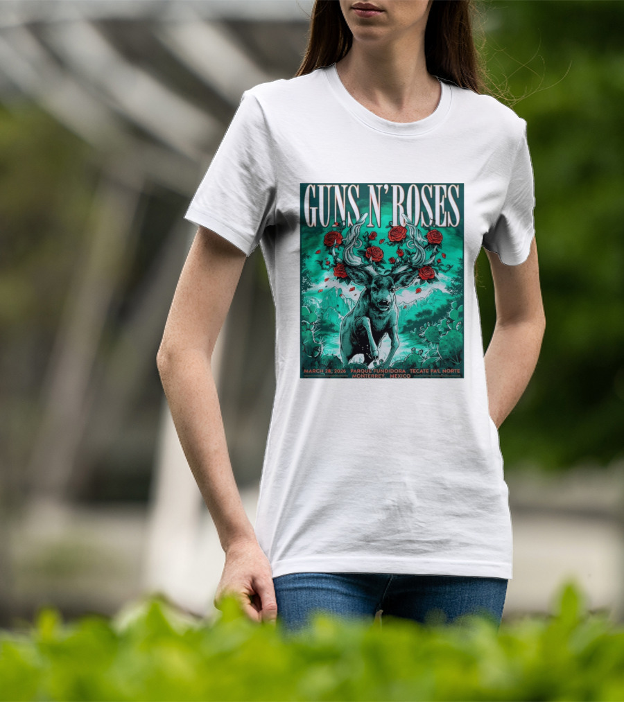 Guns N' Roses Monterrey March 28 2026 Tecate Pa'l Norte Parque Fundidora T-Shirt
