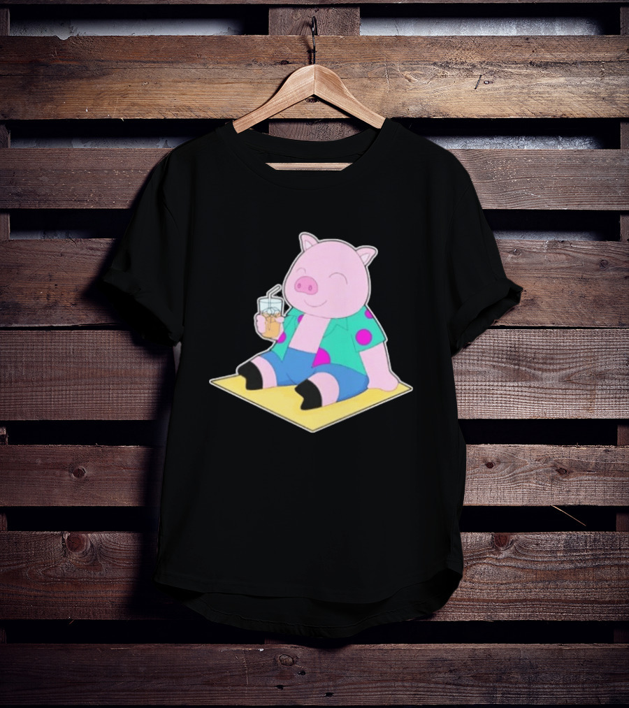 Pig Beach Beverage Summer Relaxation Fun T-Shirt
