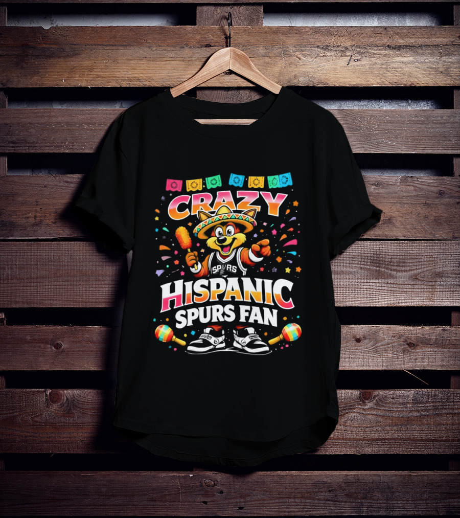 Crazy Hispanic Spurs Fan Fiesta Coyote 2026 Basketball Game Day Mexico Celebration T-Shirt