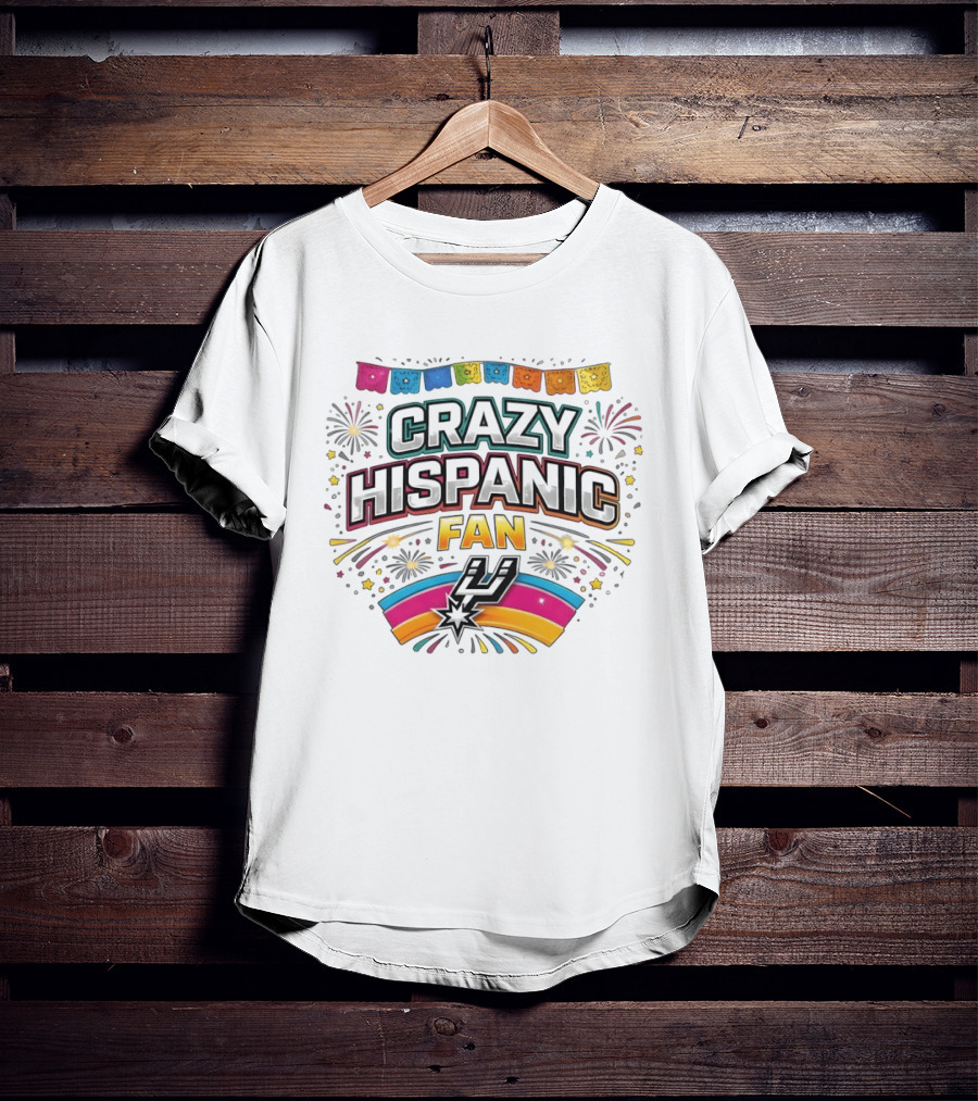 Crazy Hispanic Fan Spurs Basketball Celebration 2026 Fiesta Vibes T-Shirt