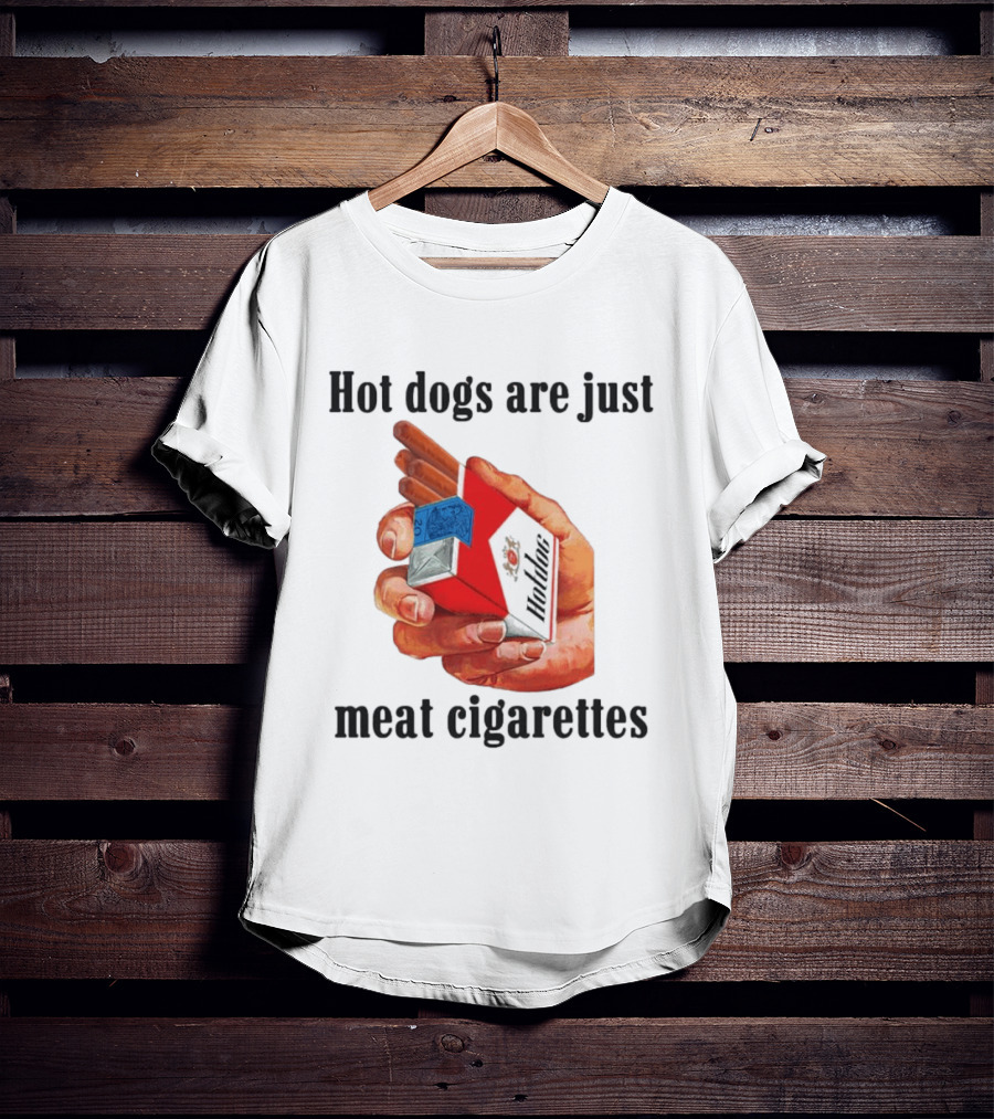 Hot Dogs Are Just Meat Cigarettes Parody Pack T-Shirt