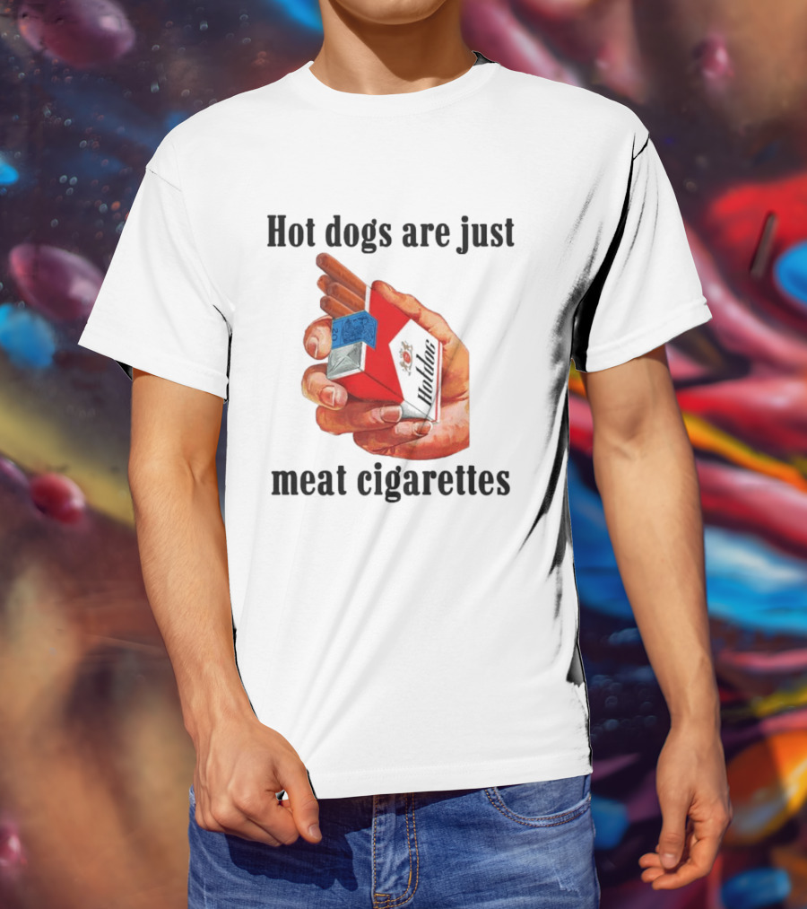 Hot Dogs Are Just Meat Cigarettes Parody Pack T-Shirt