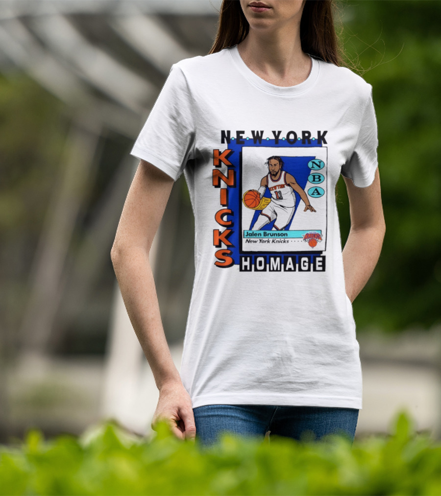 Jalen Brunson New York Knicks NBA Homage Topps Trading Card T-Shirt