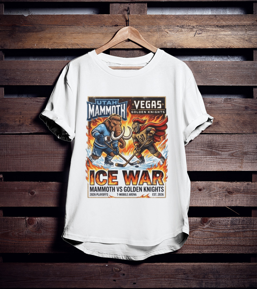 Utah Mammoth Vegas Golden Knights Ice War 2026 Playoffs Mobile Arena T-Shirt