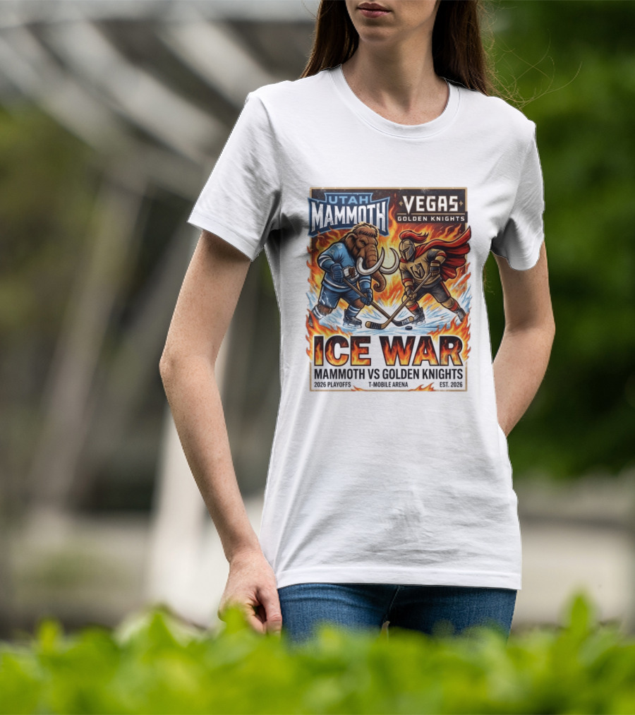 Utah Mammoth Vegas Golden Knights Ice War 2026 Playoffs Mobile Arena T-Shirt
