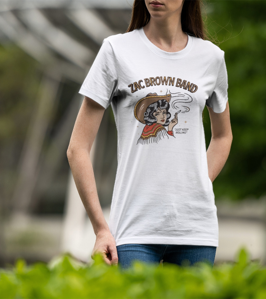 Zac Brown Band Just Keep Rolling Smoking Cowgirl 2026 420 Day T-Shirt