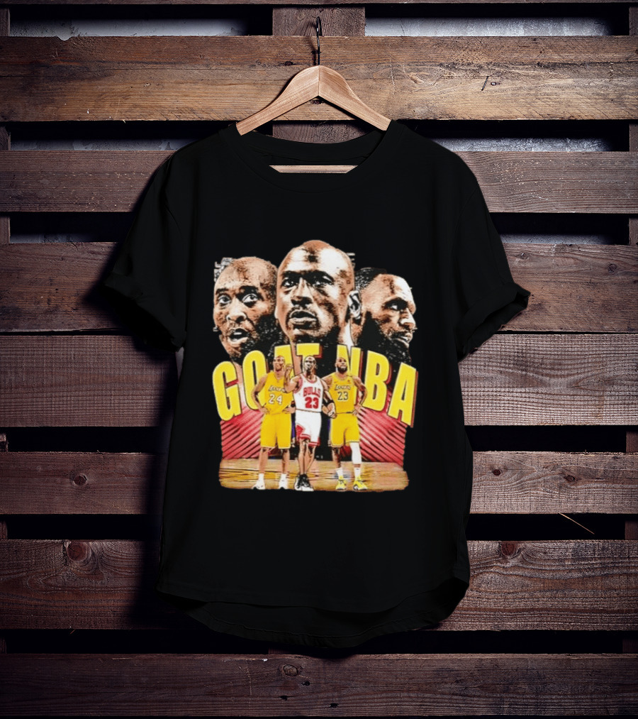 GOAT NBA Kobe Bryant Michael Jordan LeBron James Lakers Bulls Collage T-Shirt