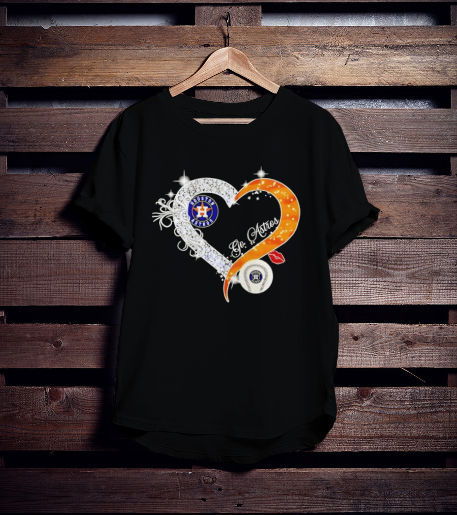 Houston Astros Heart Diamonds Baseball Love Astros T-Shirt