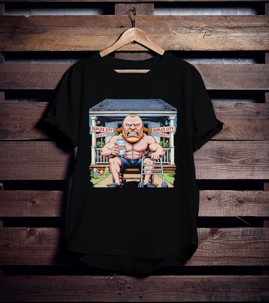 Retirement Suplex City Coors Light Angry Wrestler With Walker On Porch T-Shirt
