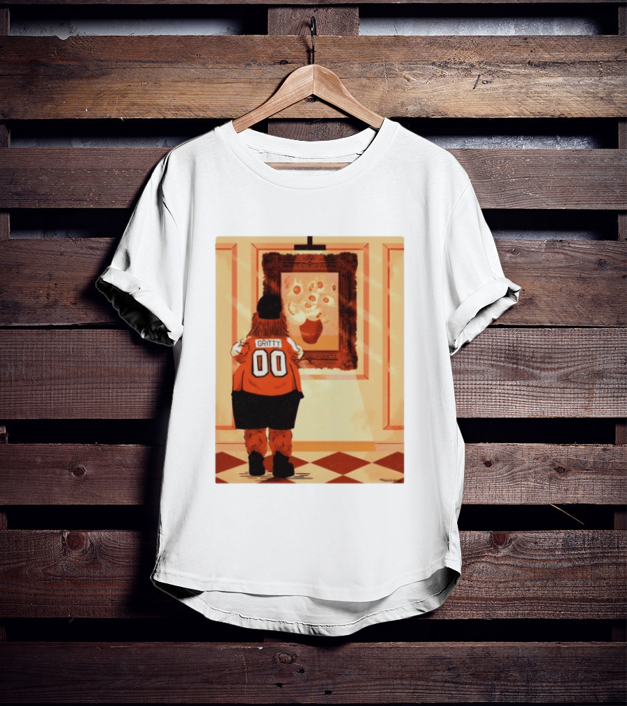 Gritty Philadelphia Flyers Meets Vincent Van Gogh Sunflowers Museum Exhibit T-Shirt