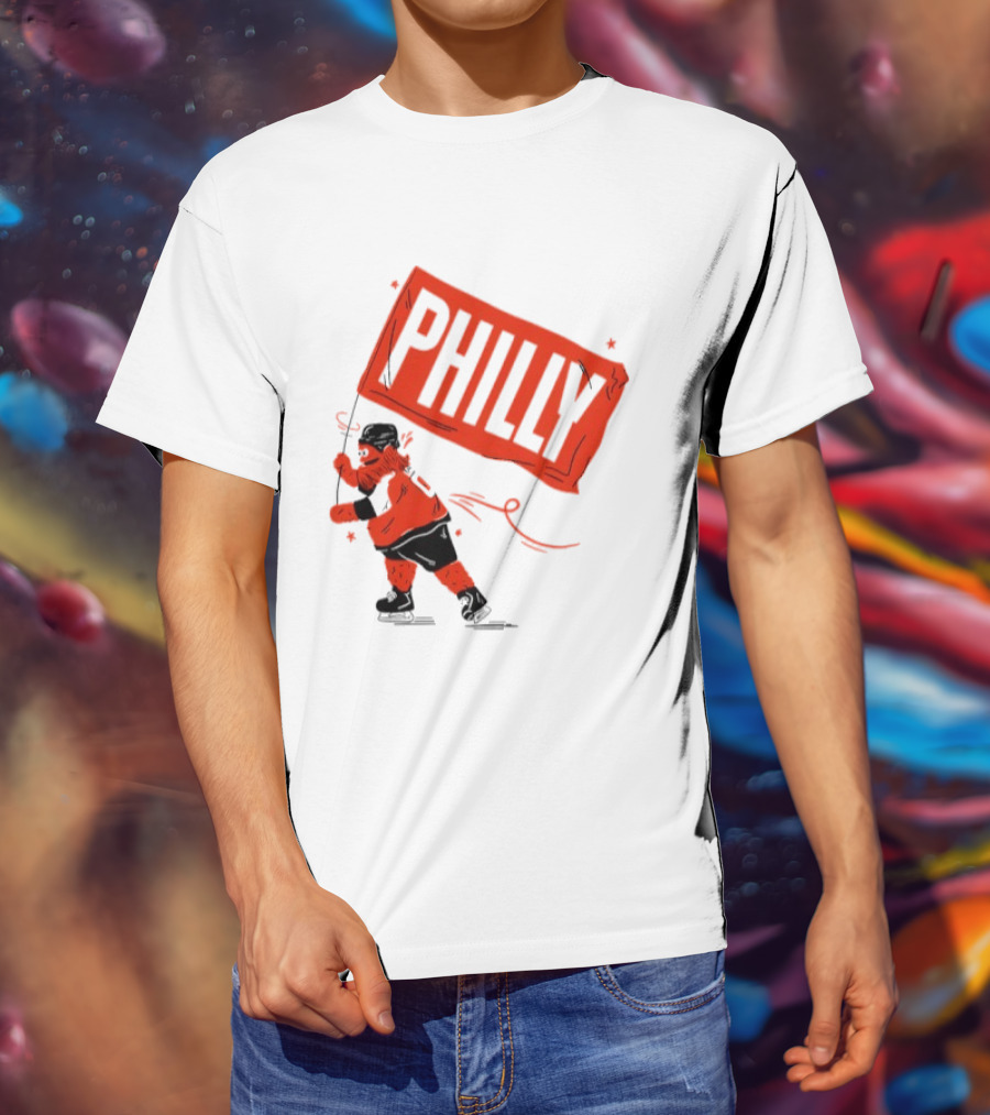 Gritty Philly Flag Philadelphia Flyers Hockey Rally Fan T-Shirt