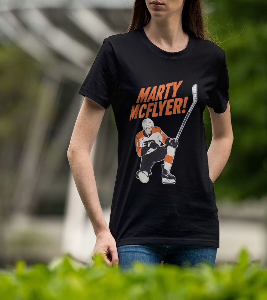 Marty McFlyer Philadelphia Flyers Hockey NHL 2026 Retro Mashup T-Shirt