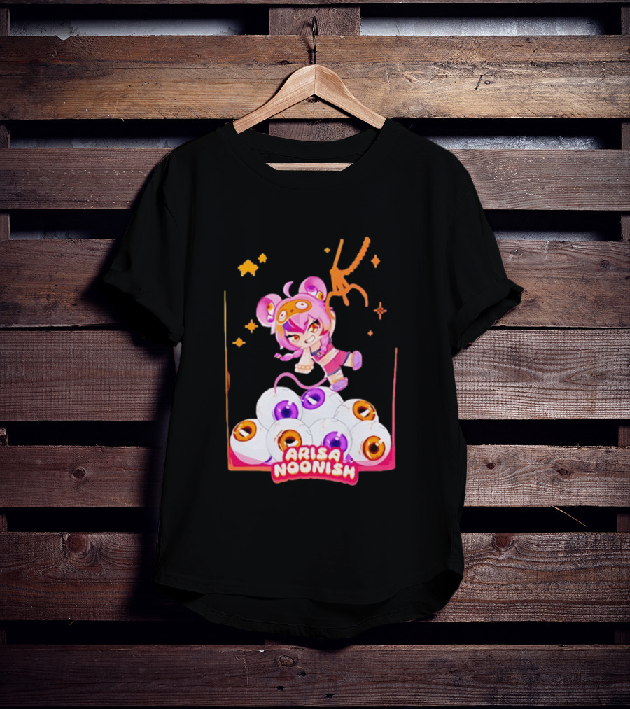 Playful Arisa Noonish With Seven Eyes Anime Character And Stars T-Shirt