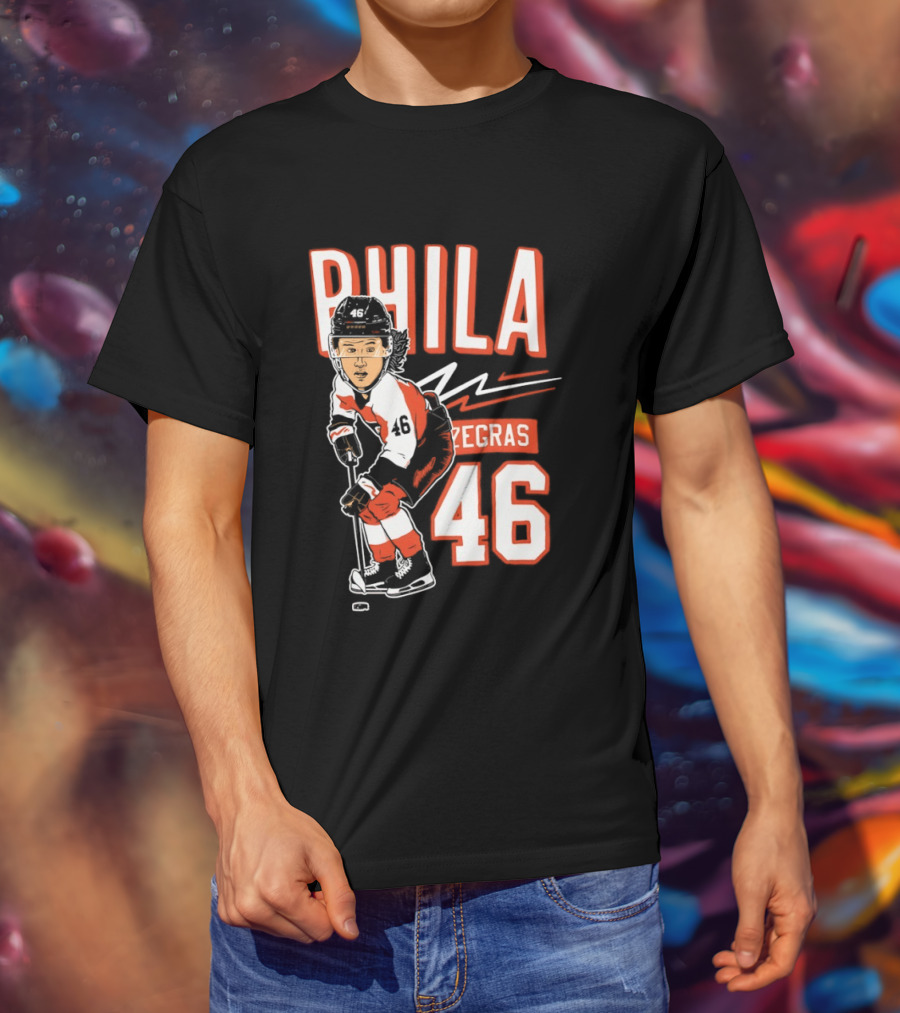 Phila Zegras 46 Caricature Philadelphia Flyers NHL Hockey 2026 T-Shirt