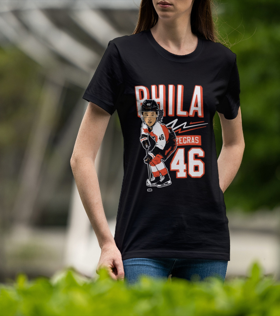 Phila Zegras 46 Caricature Philadelphia Flyers NHL Hockey 2026 T-Shirt